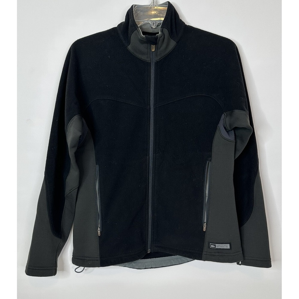 REI Polartec Fleece Jacket Womens Small Black Gray Gorpcore 762007